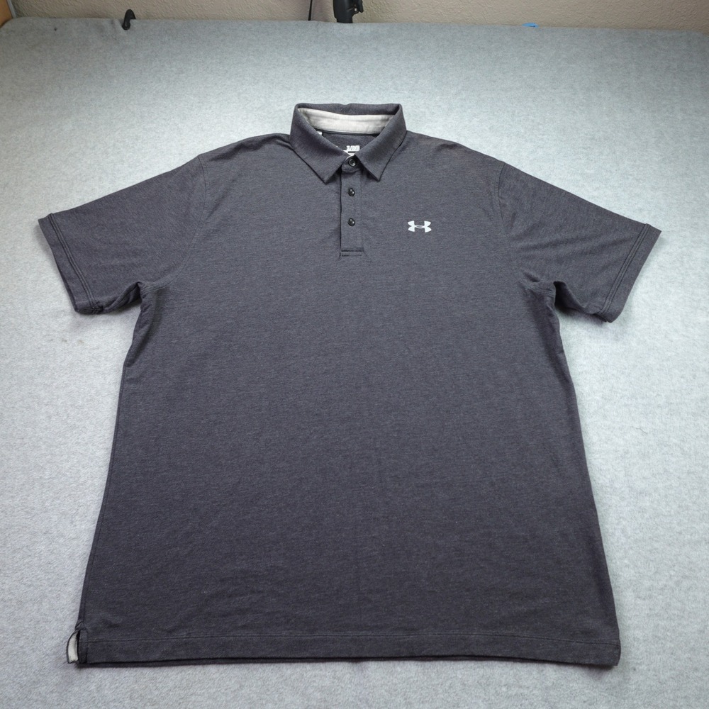 Under Armour Polo Shirt Mens XL Gray Performance Short Sleeve HeatGear Golf